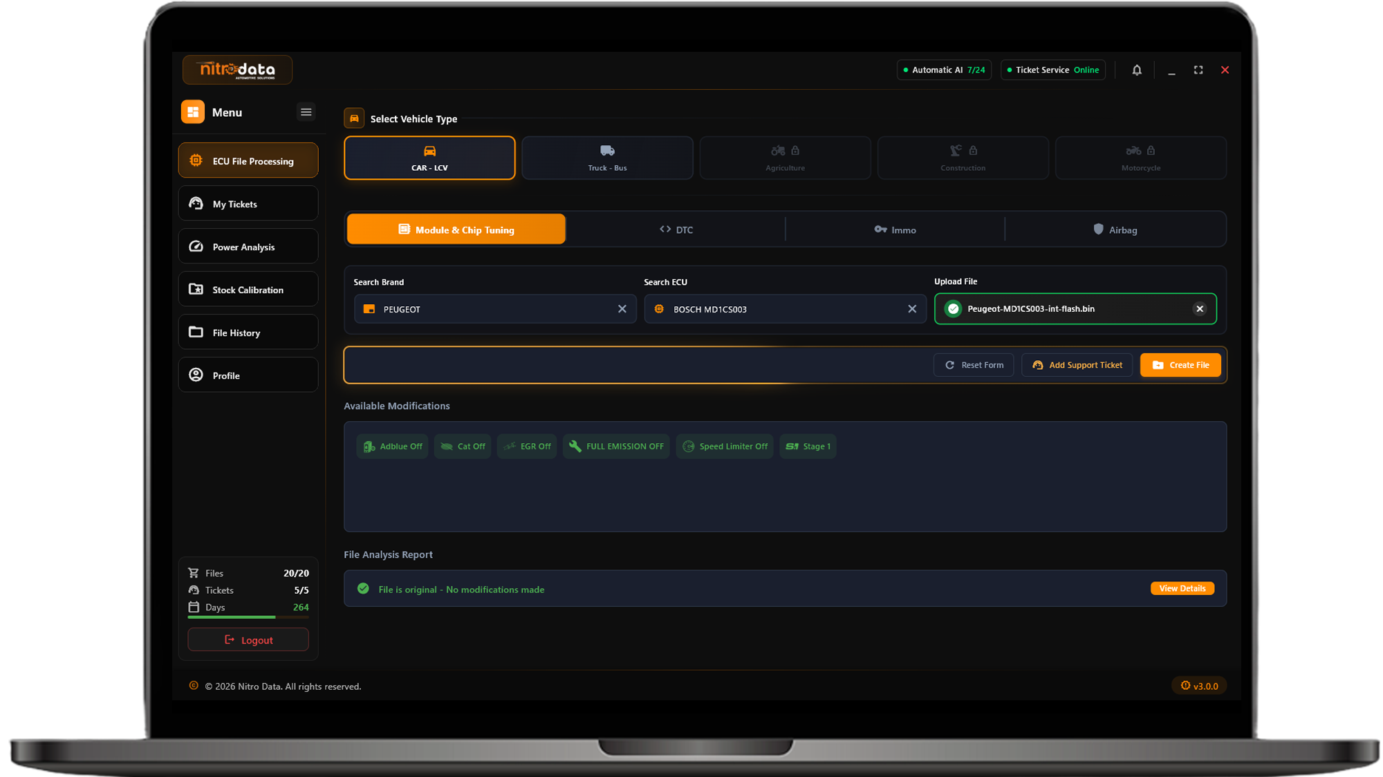 Nitro Data V3 - ECU Dosya İşlemleri