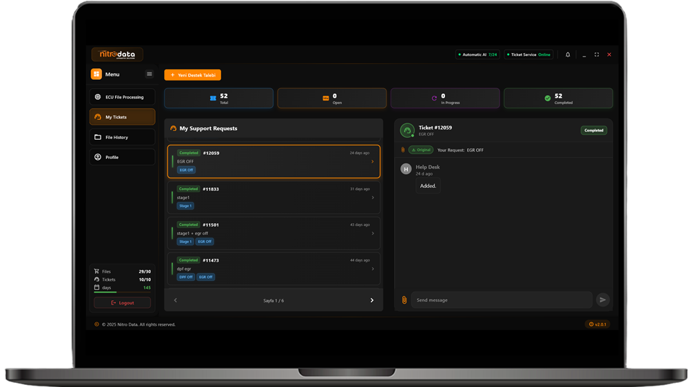 Nitro Data V2 - Destek Paneli