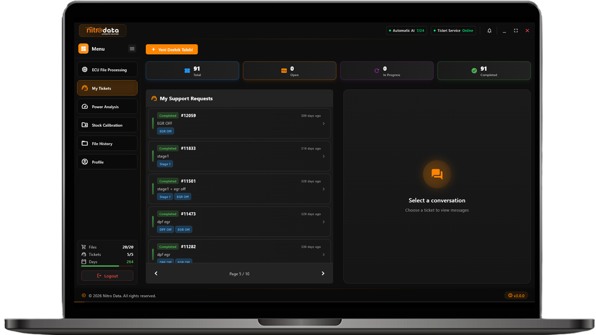Nitro Data V3 - Destek Paneli