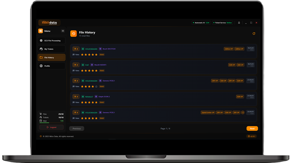 Nitro Data V2 - Dosya Geçmişi